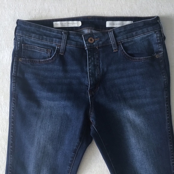 Pilcro And The Letterpress Mid-Rise Skinny Jeans Woman’s Size 30 Blue Slit Hem - Picture 3 of 16